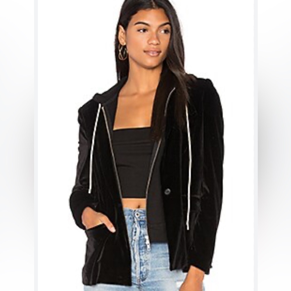 Central Park West Revolve Ocean Drive Black Velvet Hoodie Blazer size XS
